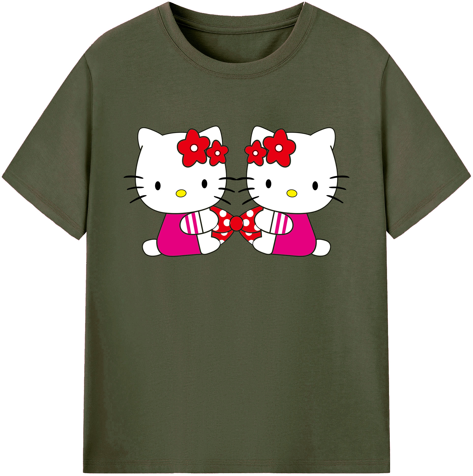 （画像用） Hello Kitty ハローキティ 綿100％ メンズ半袖Tシャツ｜肌触りやわらか＆通気性